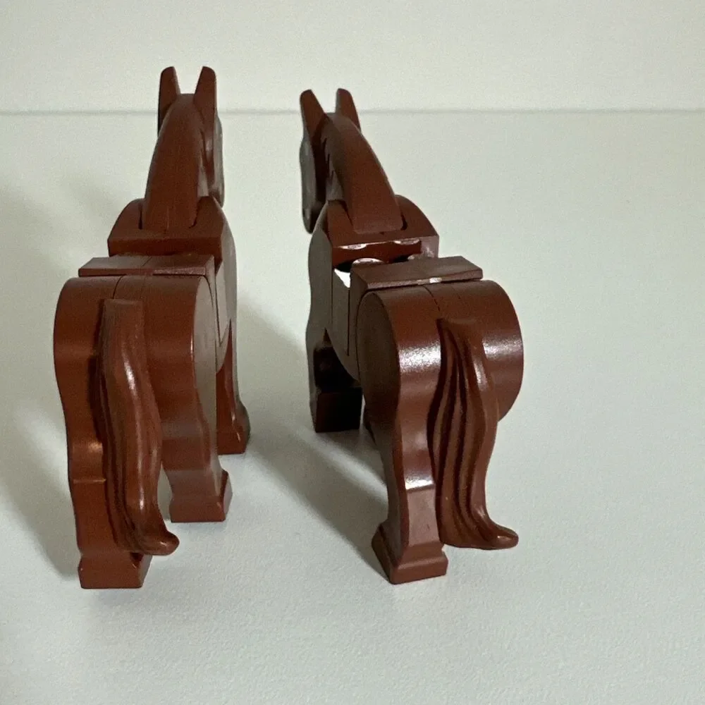 LEGO Brown Horse Minifigure w/ Movable Legs Black Bridle LOTR Western Farm Qty 2